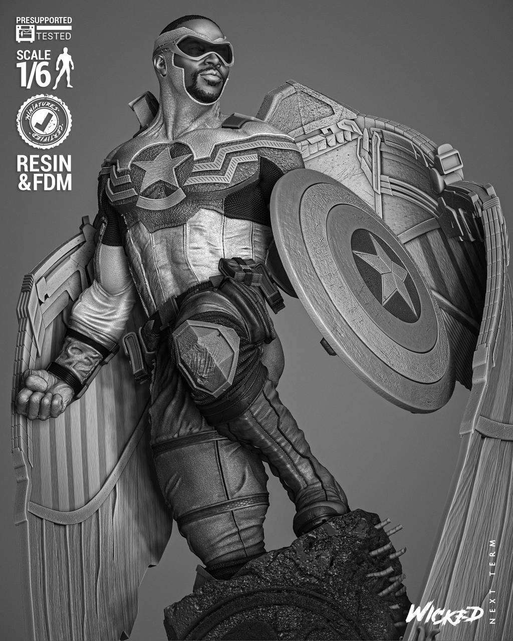 P站图纸印象馆 3DWicked 漫威 猎鹰 山姆·威尔逊 3DWicked 漫威 猎鹰 山姆·威尔逊