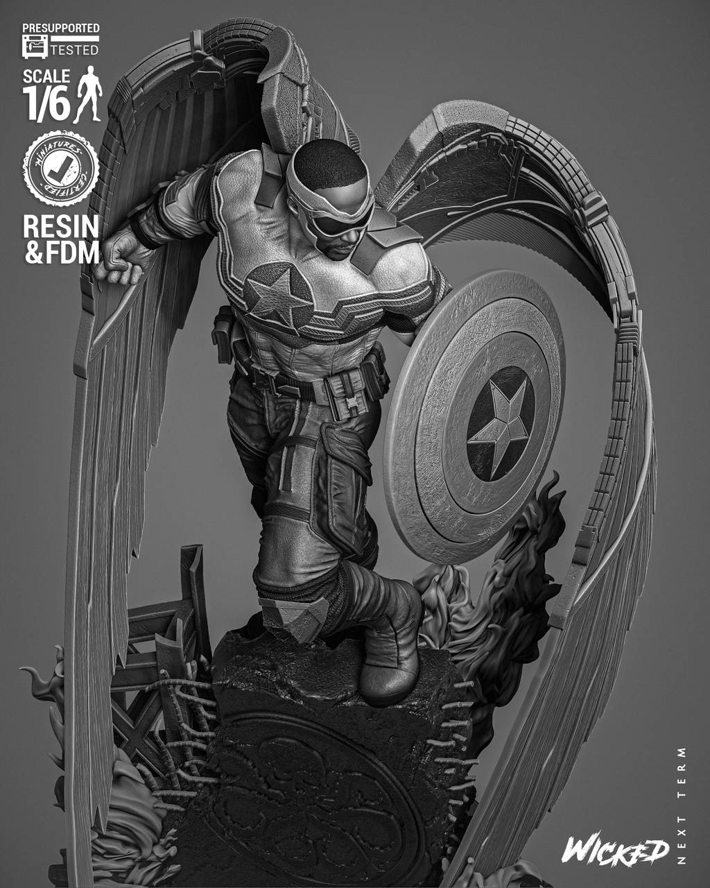 P站图纸印象馆 3DWicked 漫威 猎鹰 山姆·威尔逊 3DWicked 漫威 猎鹰 山姆·威尔逊