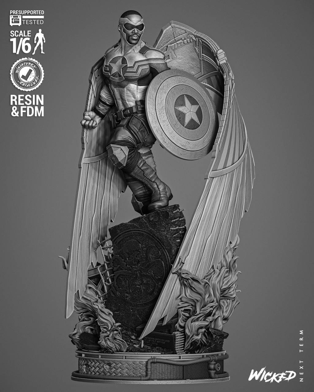 P站图纸印象馆 3DWicked 漫威 猎鹰 山姆·威尔逊 3DWicked 漫威 猎鹰 山姆·威尔逊