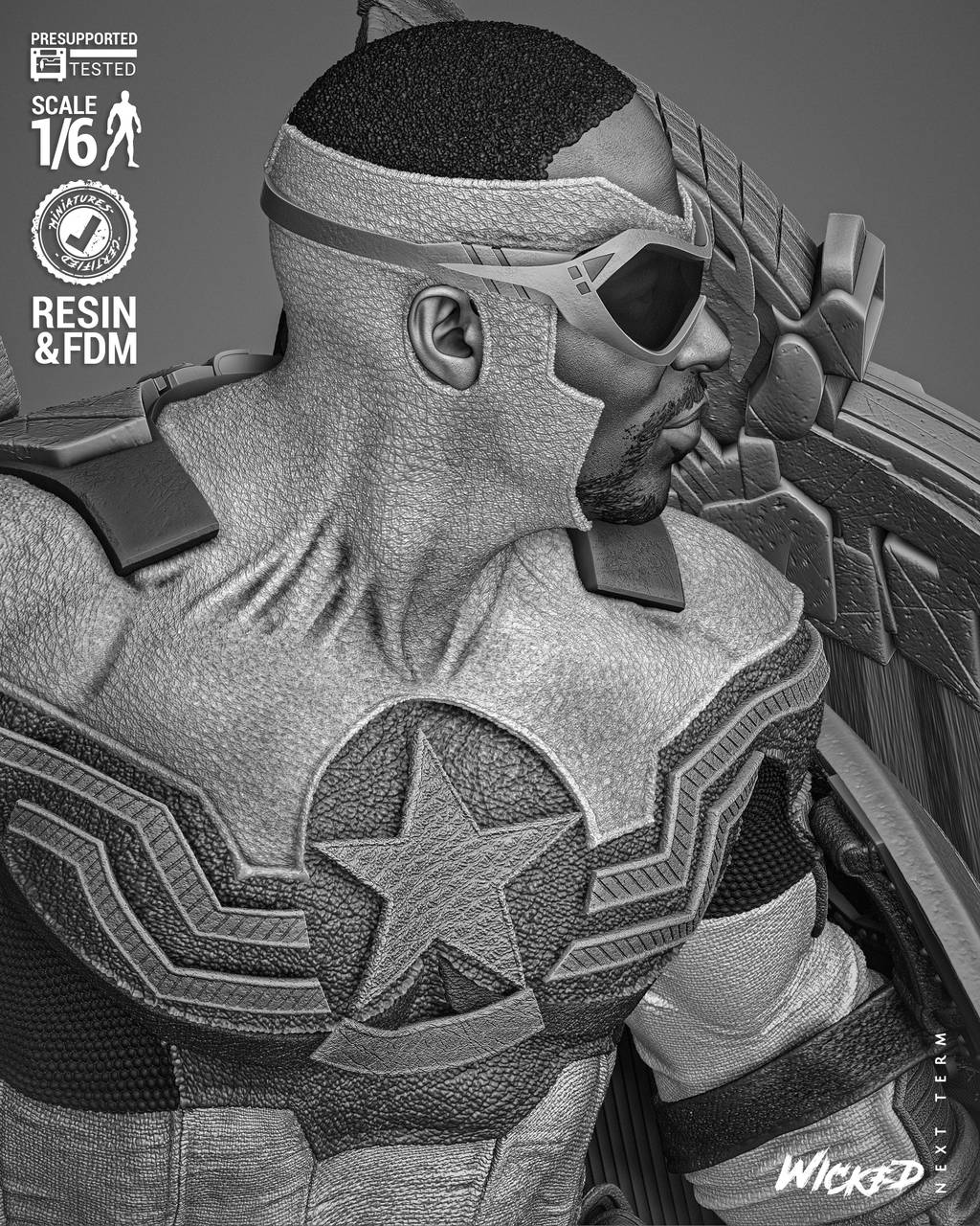 P站图纸印象馆 3DWicked 漫威 猎鹰 山姆·威尔逊 3DWicked 漫威 猎鹰 山姆·威尔逊