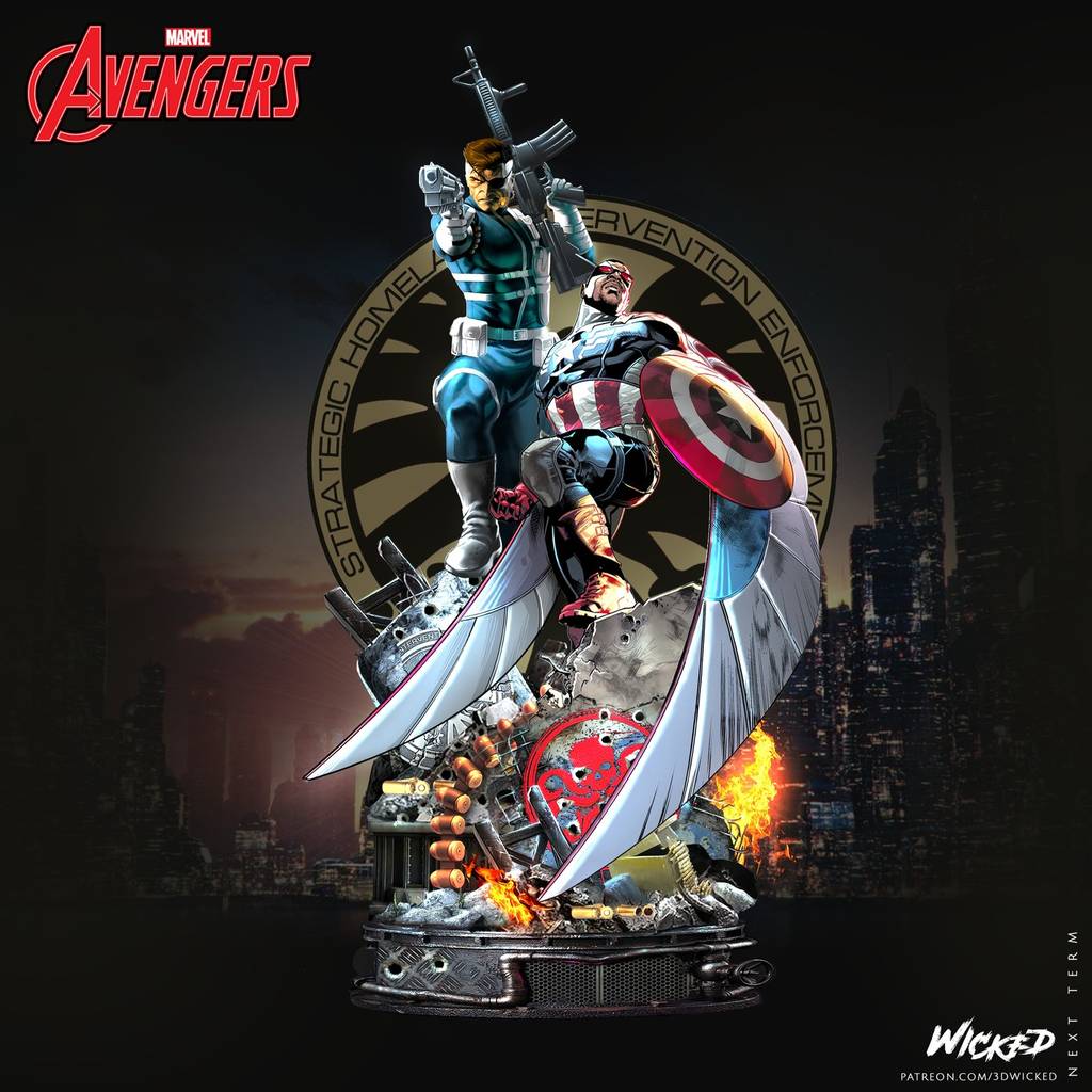 P站图纸印象馆 3DWicked 漫威 尼克·弗瑞和山姆·威尔逊 3DWicked 漫威 尼克·弗瑞和山姆·威尔逊