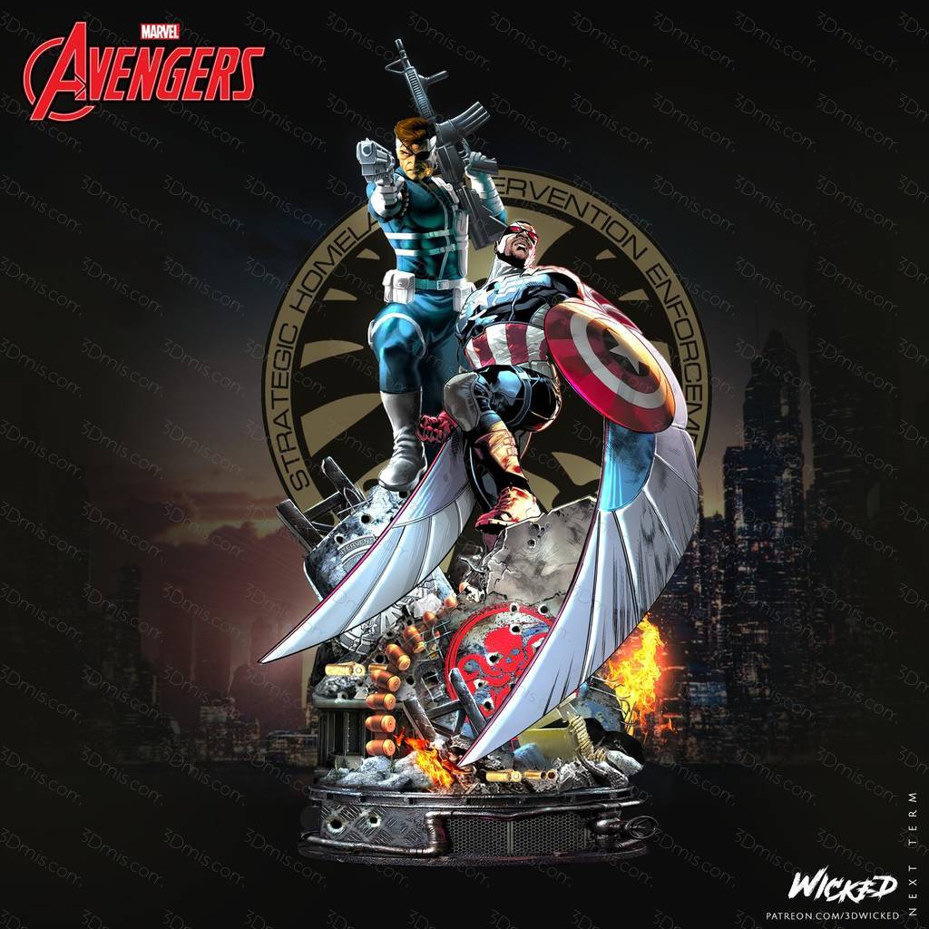 P站图纸印象馆 3DWicked 漫威 尼克·弗瑞和山姆·威尔逊 3DWicked 漫威 尼克·弗瑞和山姆·威尔逊