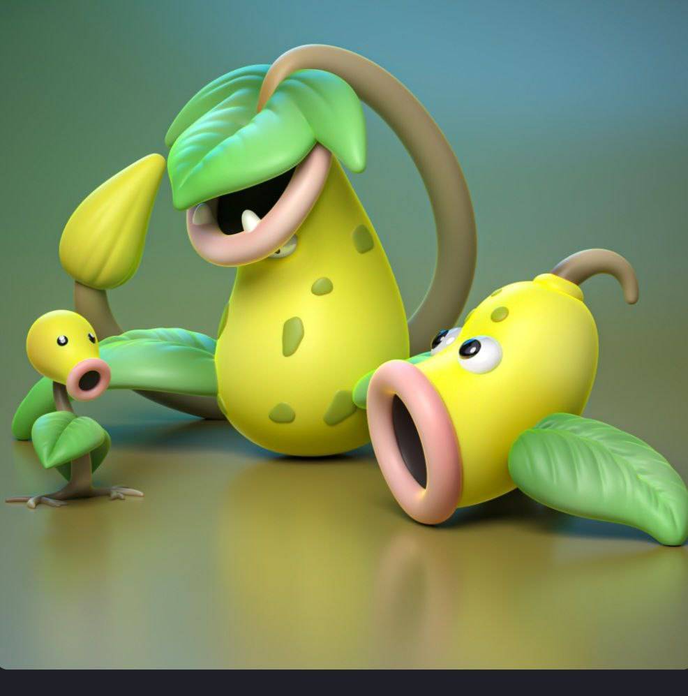 P站图纸印象馆 精灵宝可梦 喇叭芽 口呆花 大食花 精灵宝可梦 喇叭芽 口呆花 大食花