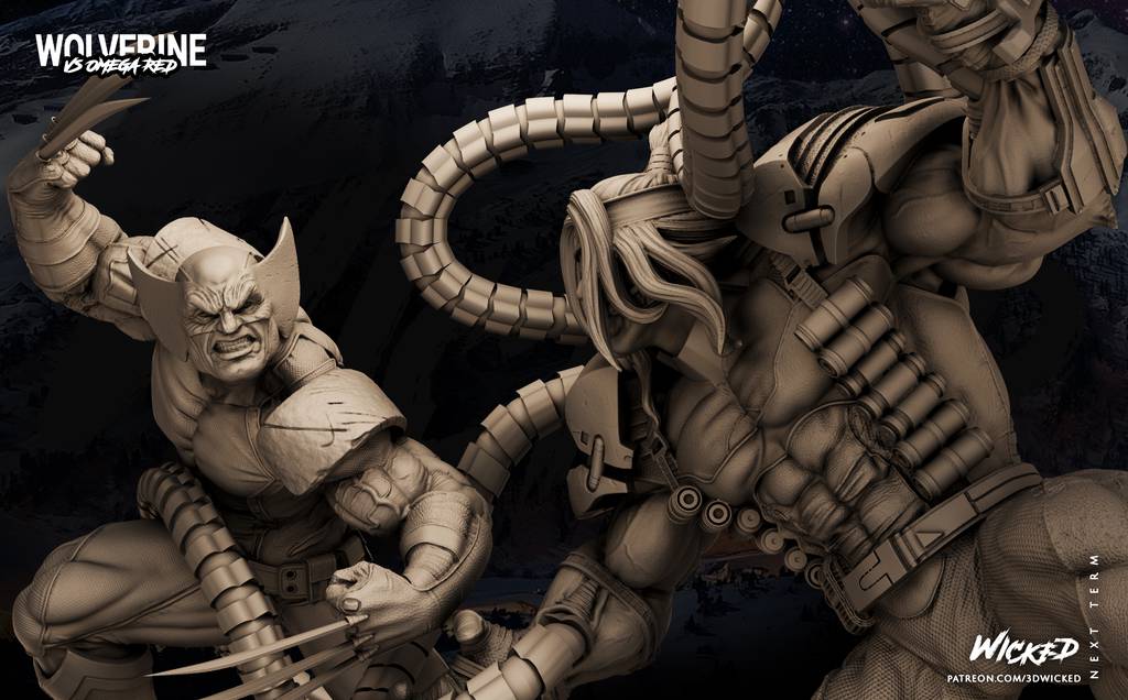 P站图纸印象馆 3DWicked 漫威 金钢狼对战红色欧米伽 3DWicked 漫威 金钢狼对战红色欧米伽