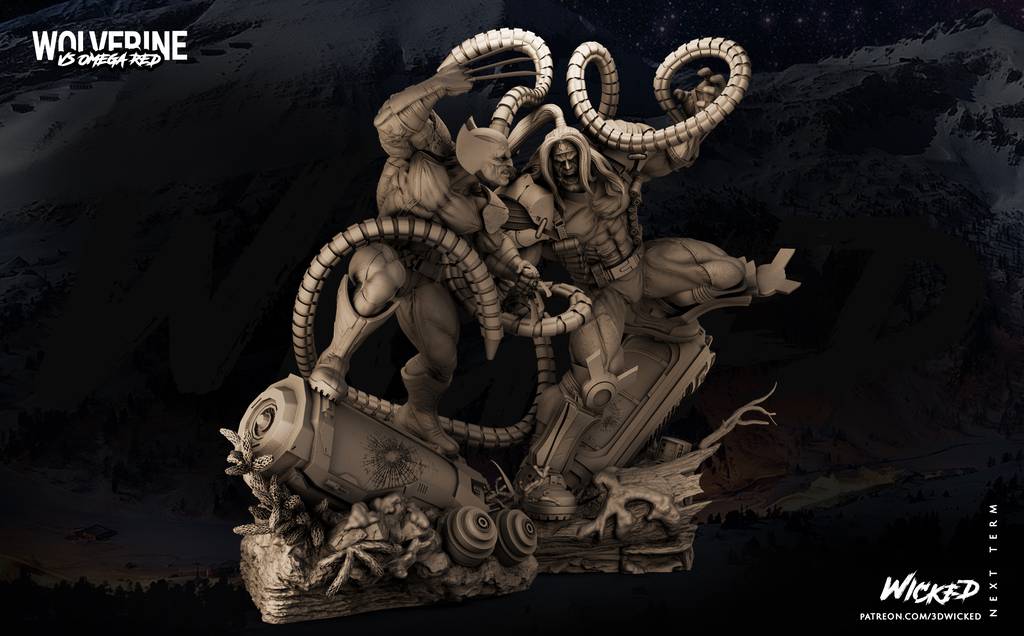 P站图纸印象馆 3DWicked 漫威 金钢狼对战红色欧米伽 3DWicked 漫威 金钢狼对战红色欧米伽