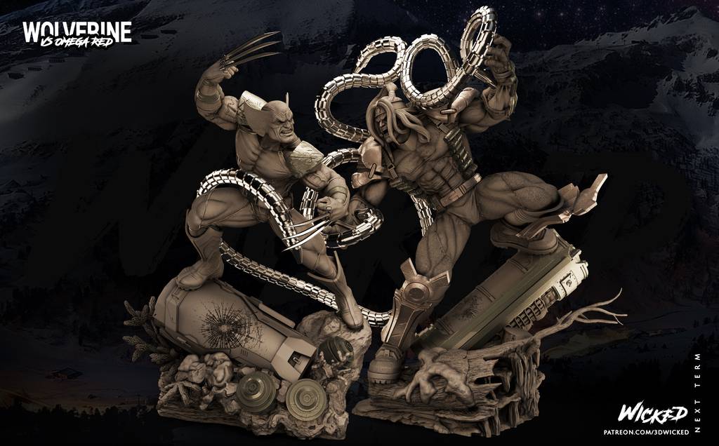 P站图纸印象馆 3DWicked 漫威 金钢狼对战红色欧米伽 3DWicked 漫威 金钢狼对战红色欧米伽
