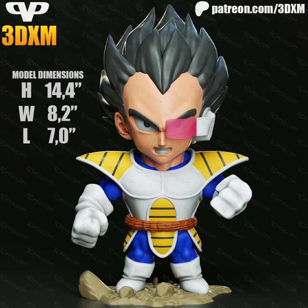 P站图纸印象馆 Chibi STL 龙珠 贝吉塔 Chibi STL 龙珠 贝吉塔