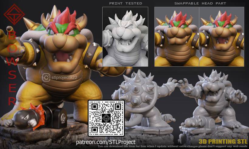 P站图纸印象馆 STL Project 超级马里奥 库巴二世 STL Project 超级马里奥 库巴二世