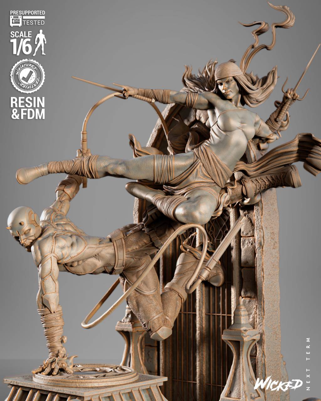 P站图纸印象馆 3DWicked 漫威 夜魔侠和艾丽卡 3DWicked 漫威 夜魔侠和艾丽卡