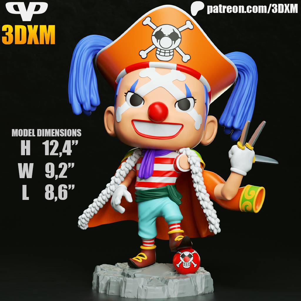 P站图纸印象馆 Chibi STL 海贼王 小丑巴基 Chibi STL 海贼王 小丑巴基