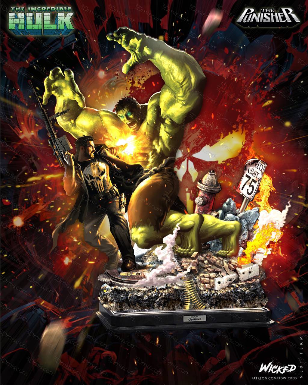 P站图纸印象馆 3DWicked 漫威 浩克和惩罚者 3DWicked 漫威 浩克和惩罚者