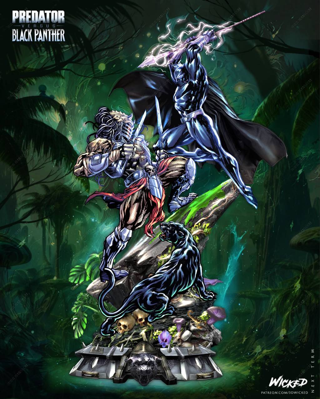 P站图纸印象馆 3DWicked 漫威 黑豹对战铁血战士 3DWicked 漫威 黑豹对战铁血战士