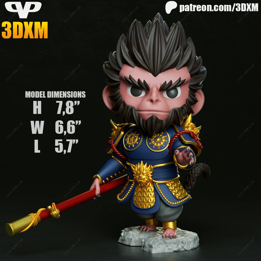 P站图纸印象馆 Chibi STL 黑神话悟空 Chibi STL 黑神话悟空