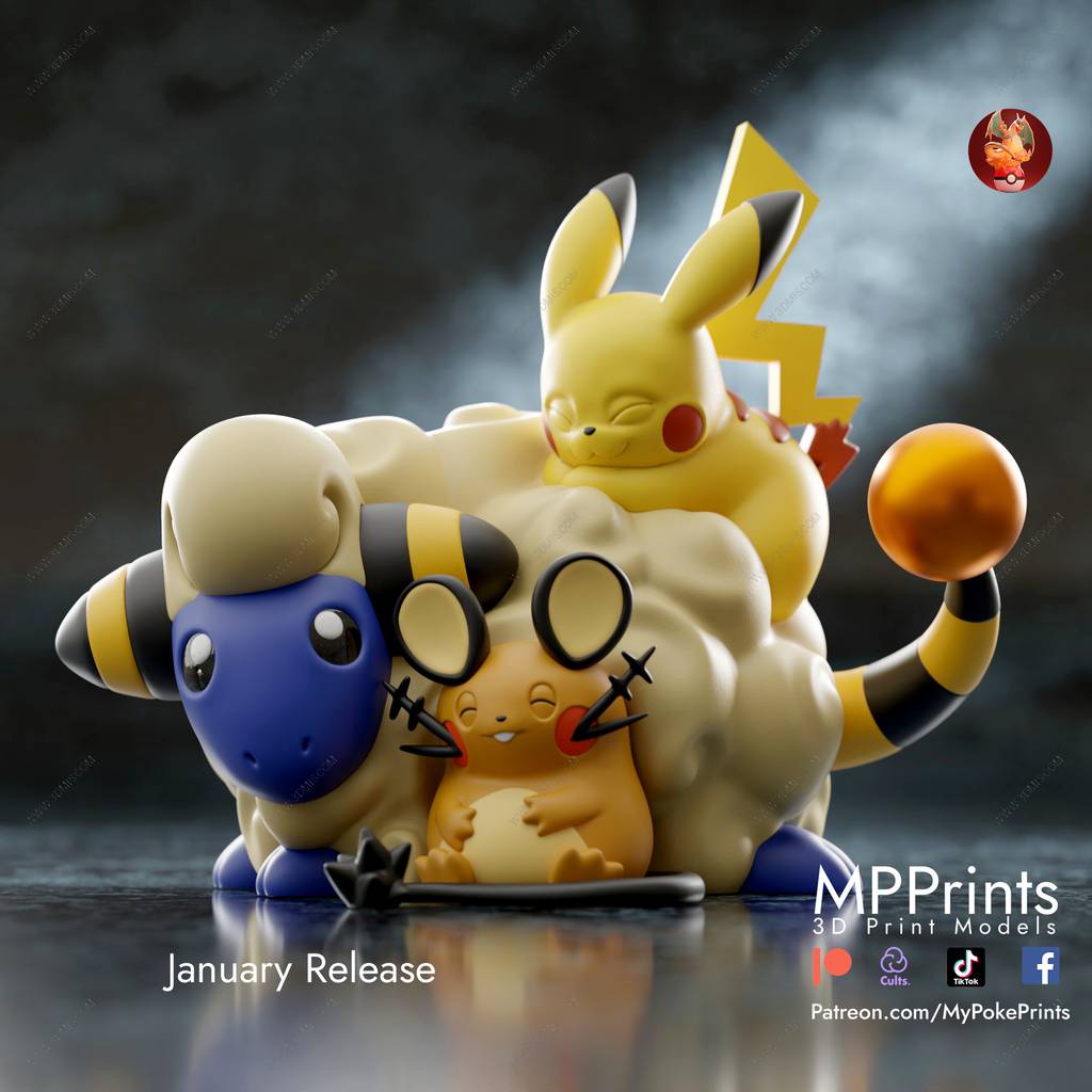 P站图纸印象馆 口袋妖怪 咩利羊 咚咚鼠 皮卡丘 口袋妖怪 咩利羊 咚咚鼠 皮卡丘