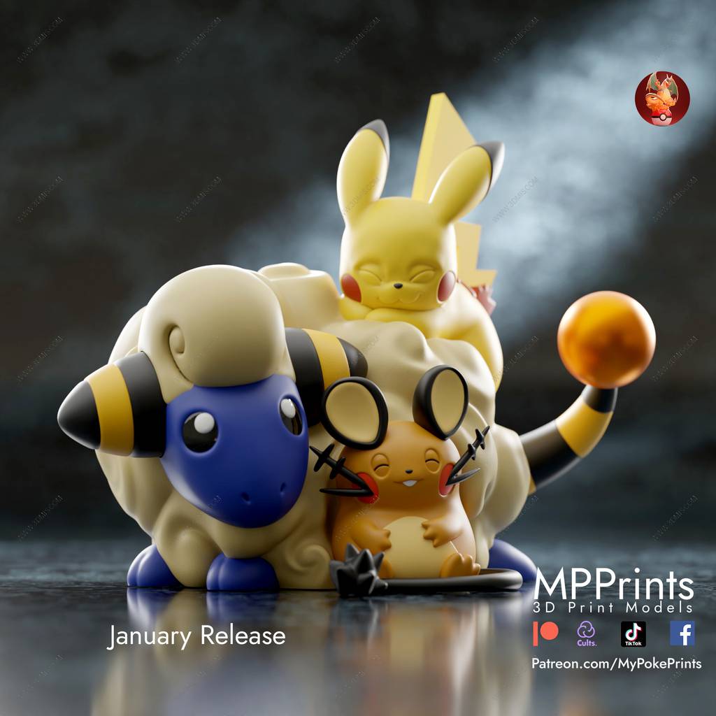 P站图纸印象馆 口袋妖怪 咩利羊 咚咚鼠 皮卡丘 口袋妖怪 咩利羊 咚咚鼠 皮卡丘