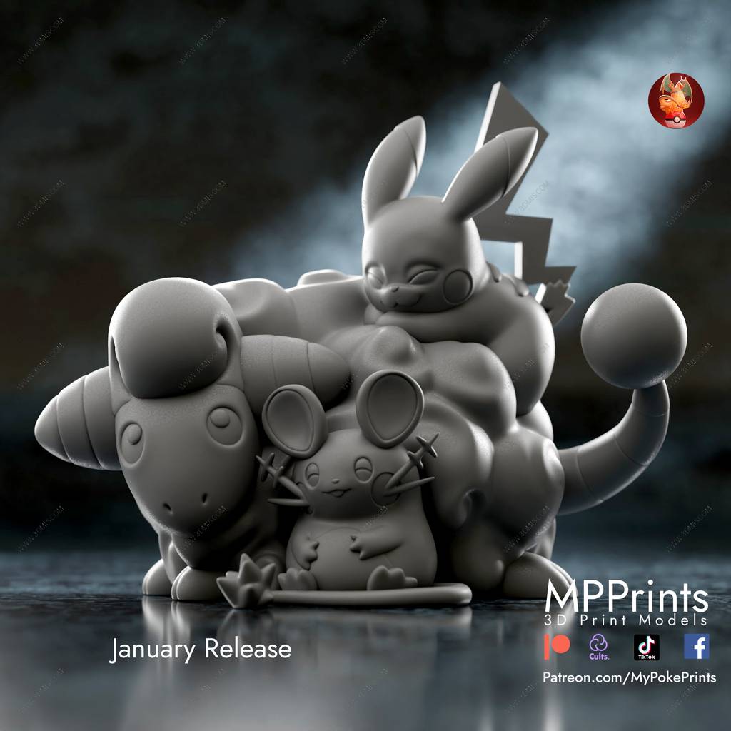 P站图纸印象馆 口袋妖怪 咩利羊 咚咚鼠 皮卡丘 口袋妖怪 咩利羊 咚咚鼠 皮卡丘