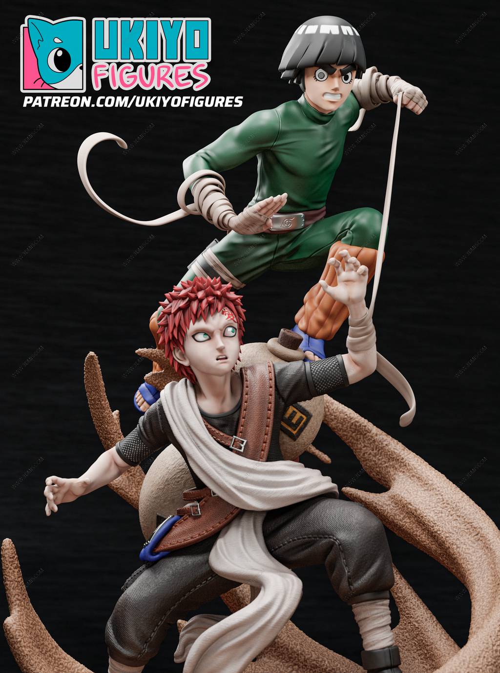 P站图纸印象馆 火影忍者 李洛克vs我爱罗 火影忍者 李洛克vs我爱罗