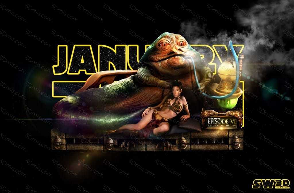 SW3D 星球大战 赫特人贾巴和莱娅·奥加纳·索罗