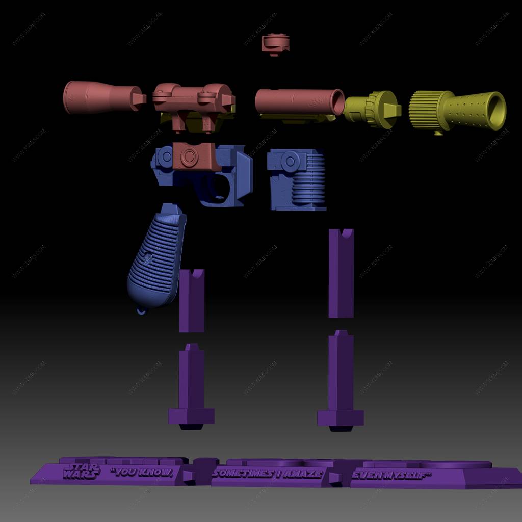 P站图纸印象馆 SW3D 星球大战 汉·索罗的光线枪 SW3D 星球大战 汉·索罗的光线枪