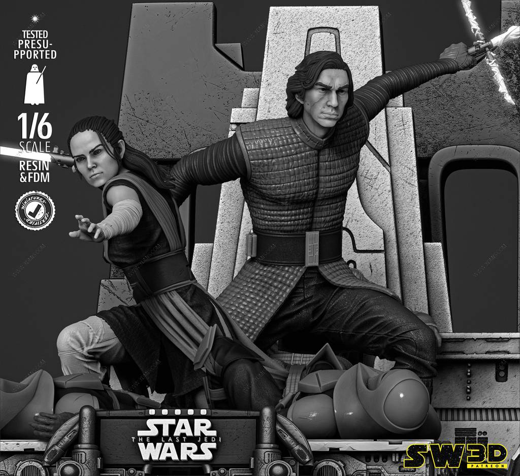 P站图纸印象馆 SW3D 星球大战 凯洛·伦和蕾伊 SW3D 星球大战 凯洛·伦和蕾伊