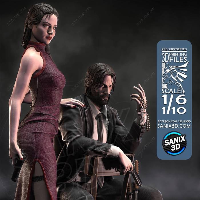 P站图纸印象馆 Sanix3d 疾速追杀 约翰·威克和伊芙 Sanix3d 疾速追杀 约翰·威克和伊芙