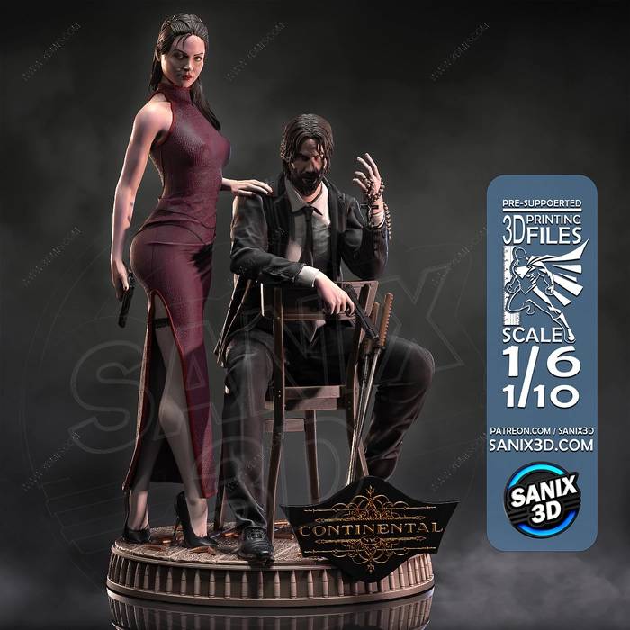 P站图纸印象馆 Sanix3d 疾速追杀 约翰·威克和伊芙 Sanix3d 疾速追杀 约翰·威克和伊芙