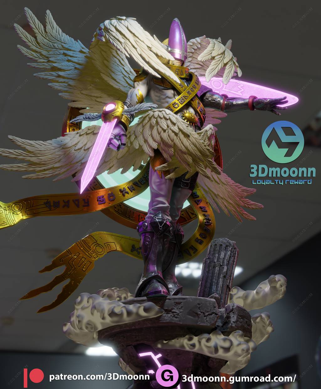 P站图纸印象馆 3Dmoonn 数码兽 神圣天使兽 3Dmoonn 数码兽 神圣天使兽