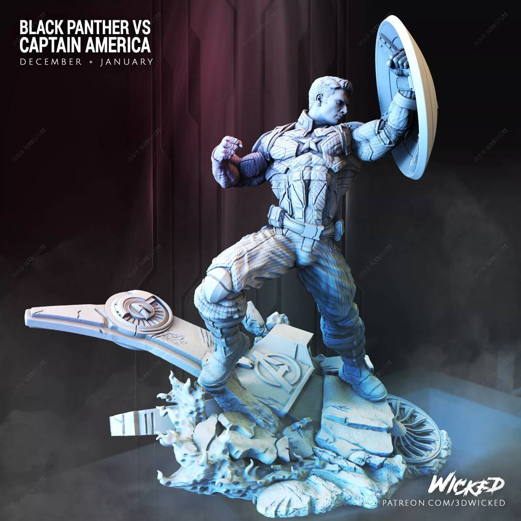 P站图纸印象馆 3DWicked 漫威 美国队长和黑豹 3DWicked 漫威 美国队长和黑豹