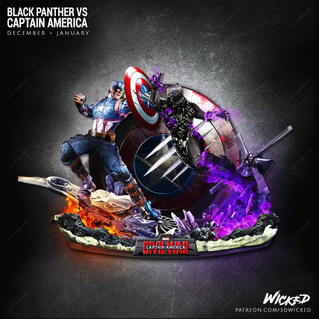 P站图纸印象馆 3DWicked 漫威 美国队长和黑豹 3DWicked 漫威 美国队长和黑豹