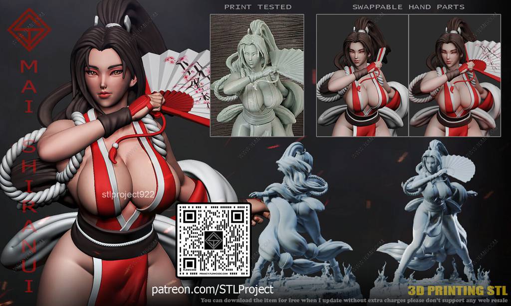 P站图纸印象馆 STL Project 拳皇 不知火舞 STL Project 拳皇 不知火舞