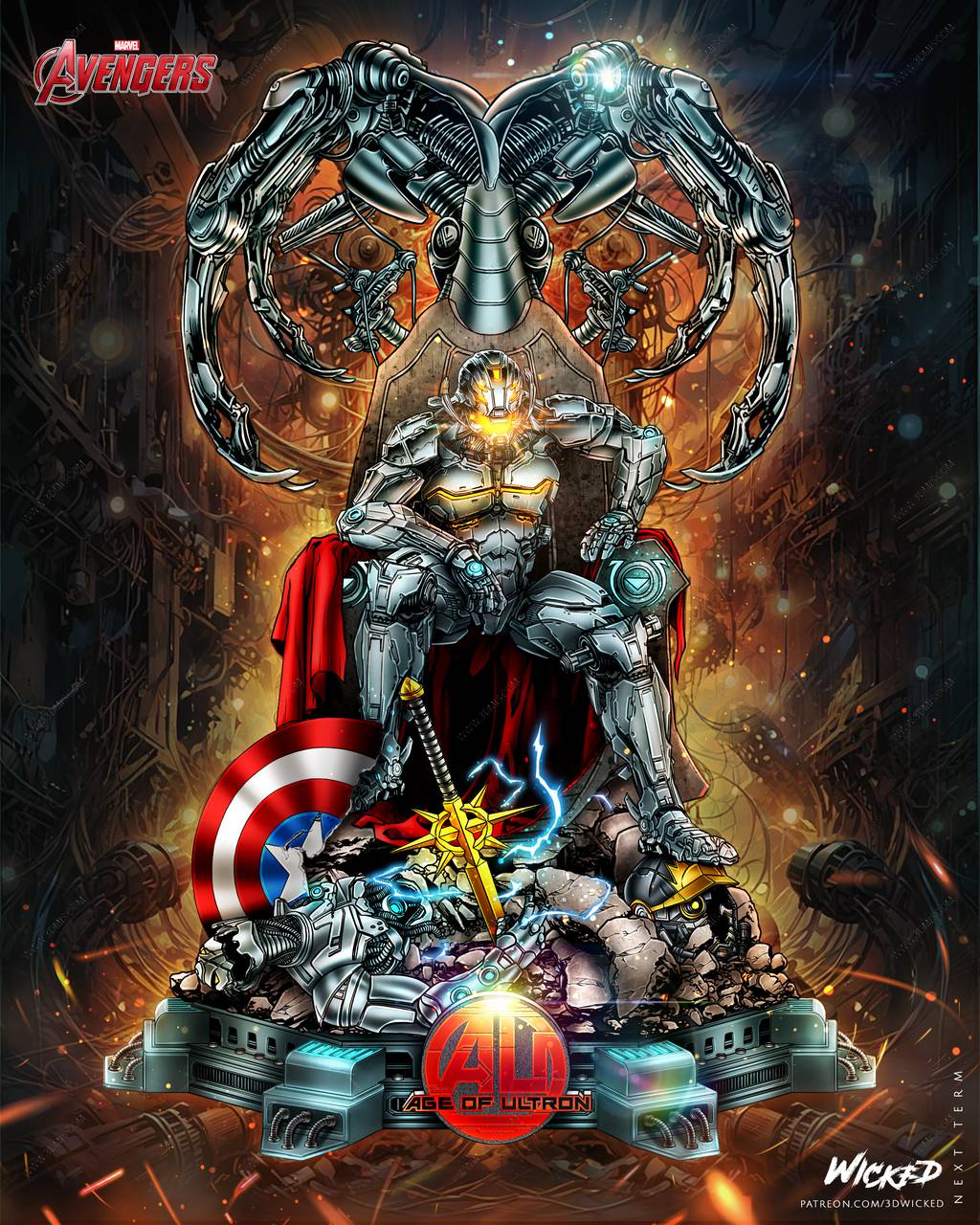 P站图纸印象馆 3DWicked 漫威 奥创 3DWicked 漫威 奥创