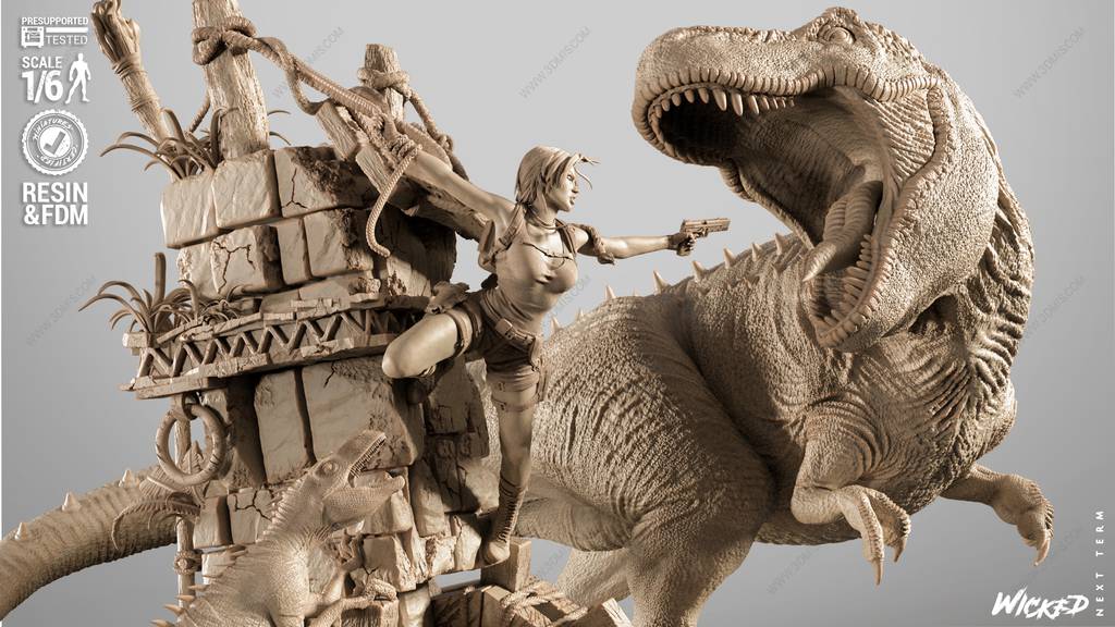 P站图纸印象馆 3DWicked 古墓丽影 劳拉·克劳馥大战霸王龙 3DWicked 古墓丽影 劳拉·克劳馥大战霸王龙