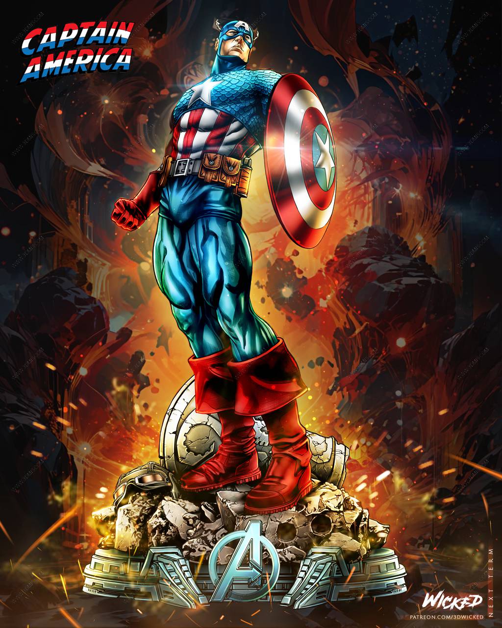 P站图纸印象馆 3DWicked 漫威 美国队长 3DWicked 漫威 美国队长