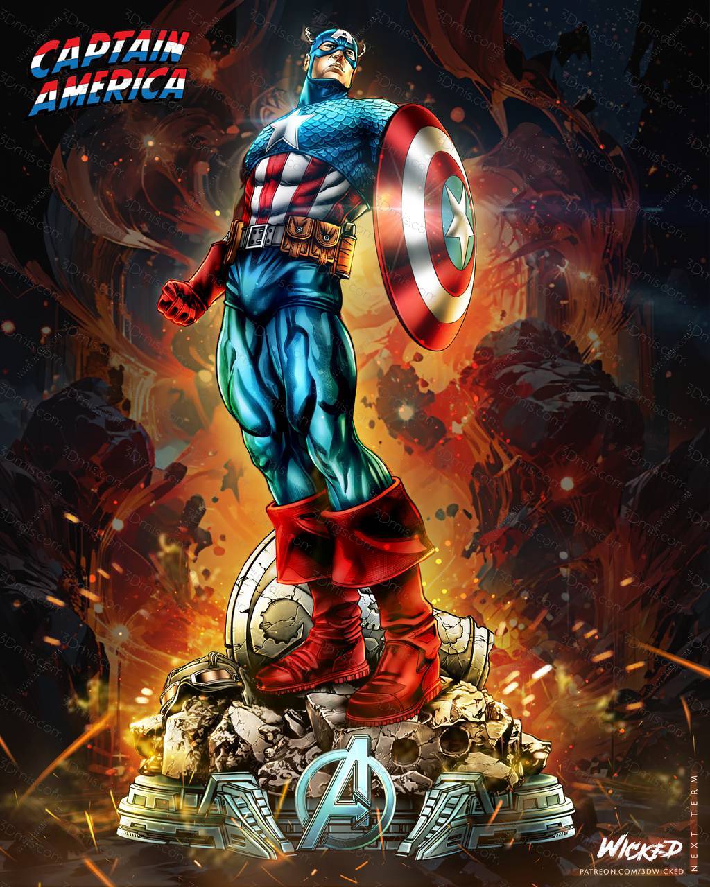 3DWicked 漫威 美国队长