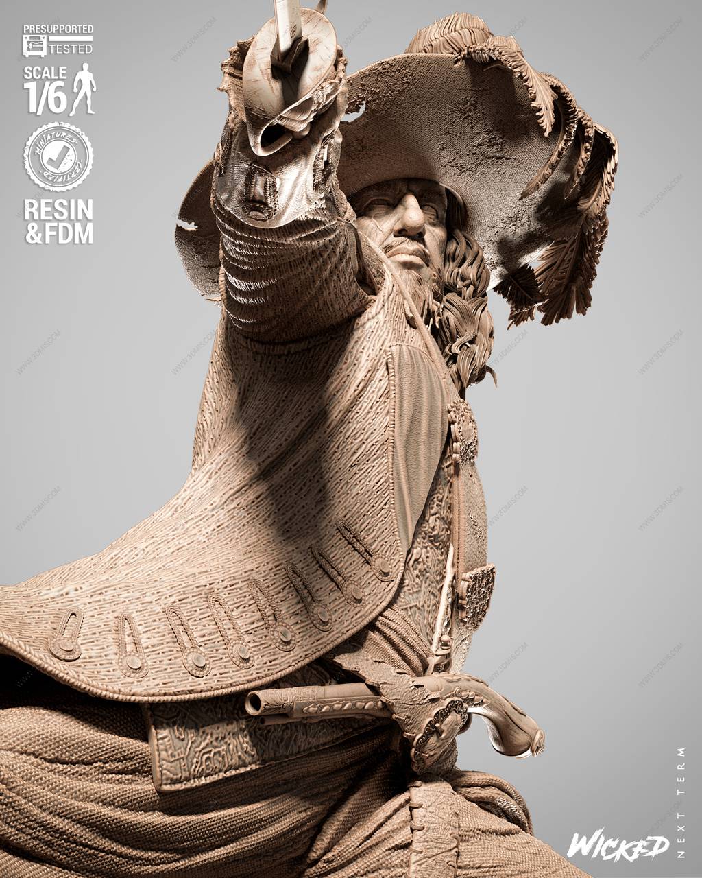 P站图纸印象馆 3DWicked 加勒比海盗 赫克托·巴博萨 3DWicked 加勒比海盗 赫克托·巴博萨