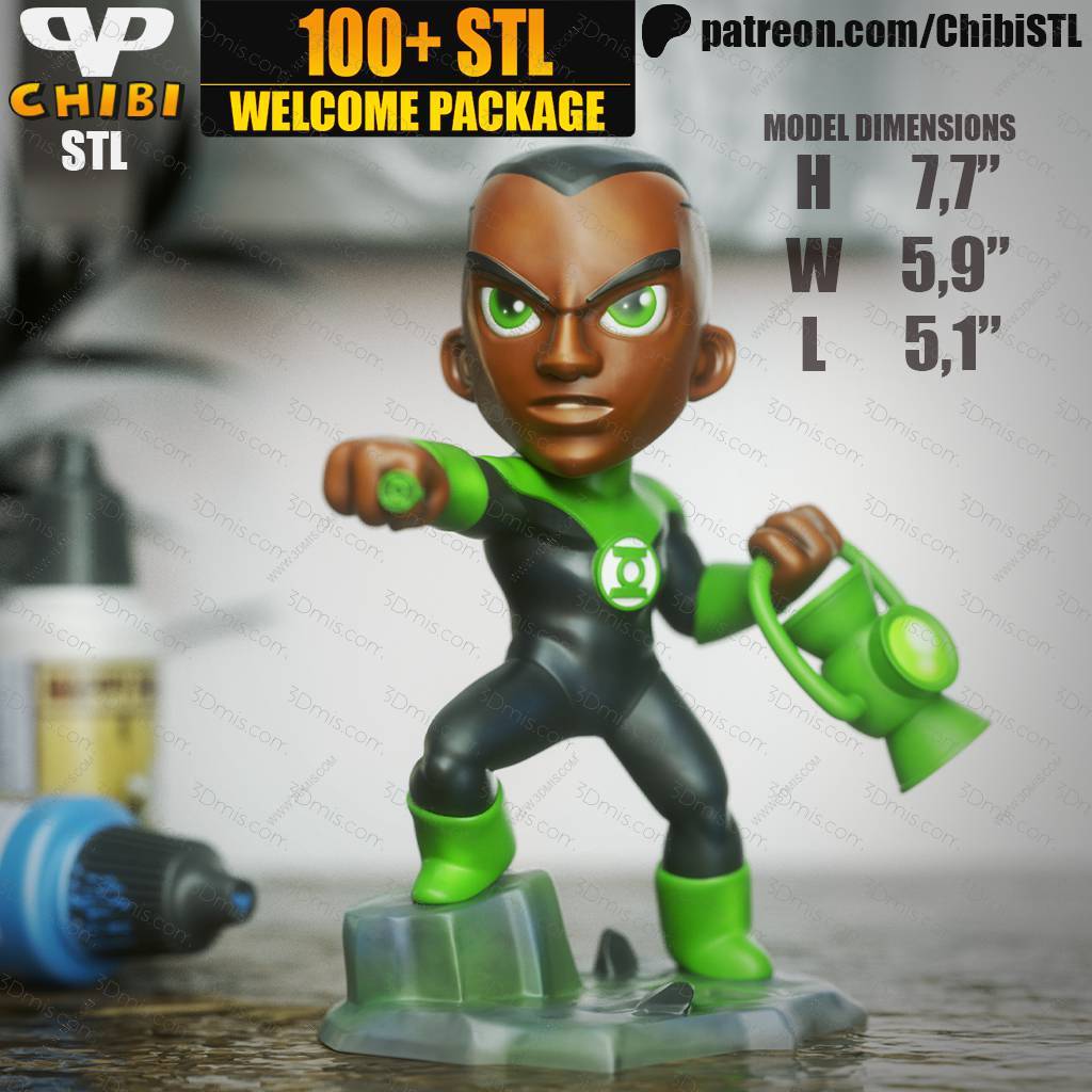 P站图纸印象馆 Chibi STL DC漫画 绿灯侠 Chibi STL DC漫画 绿灯侠