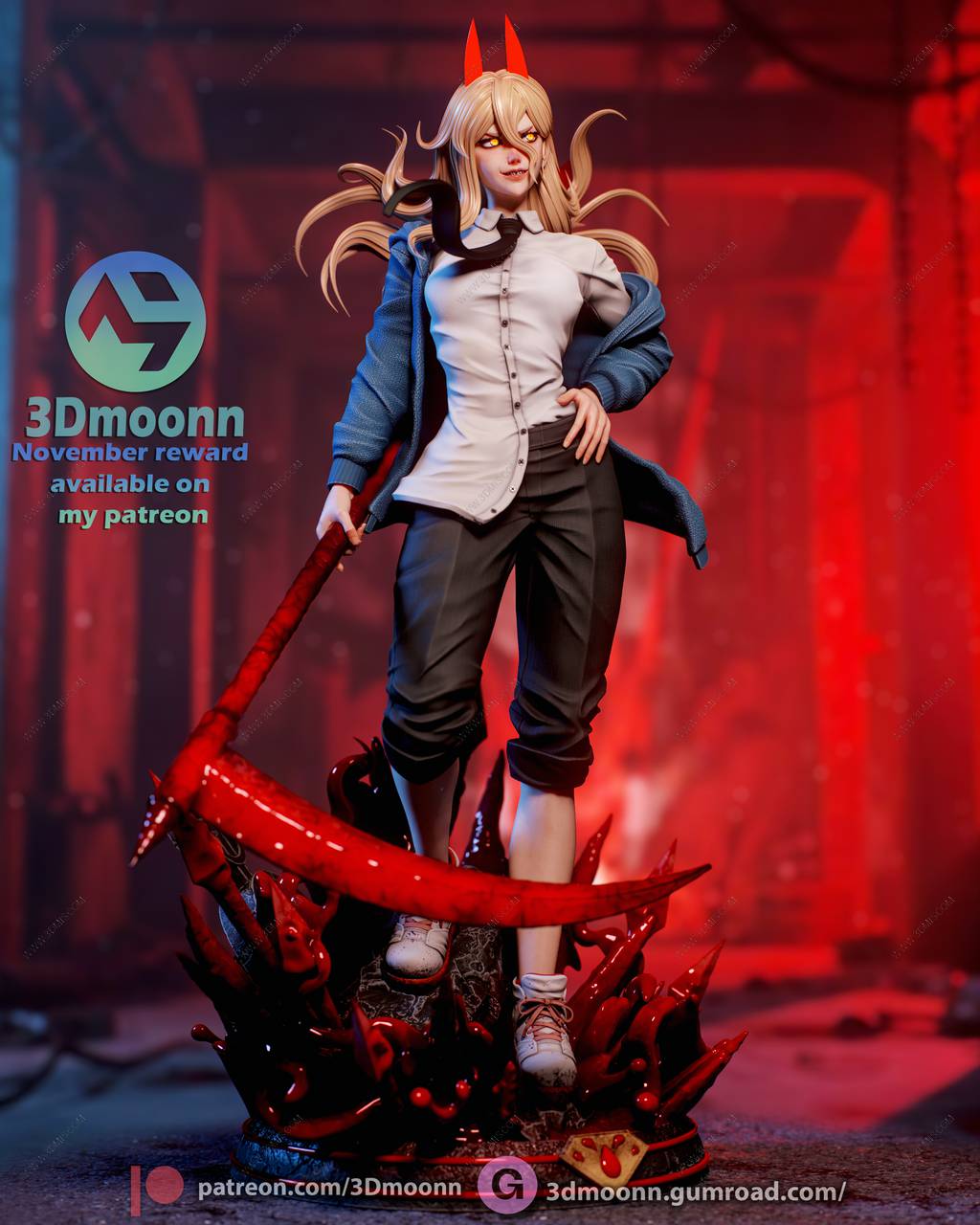 P站图纸印象馆 3Dmoonn 电锯人 帕瓦 3Dmoonn 电锯人 帕瓦