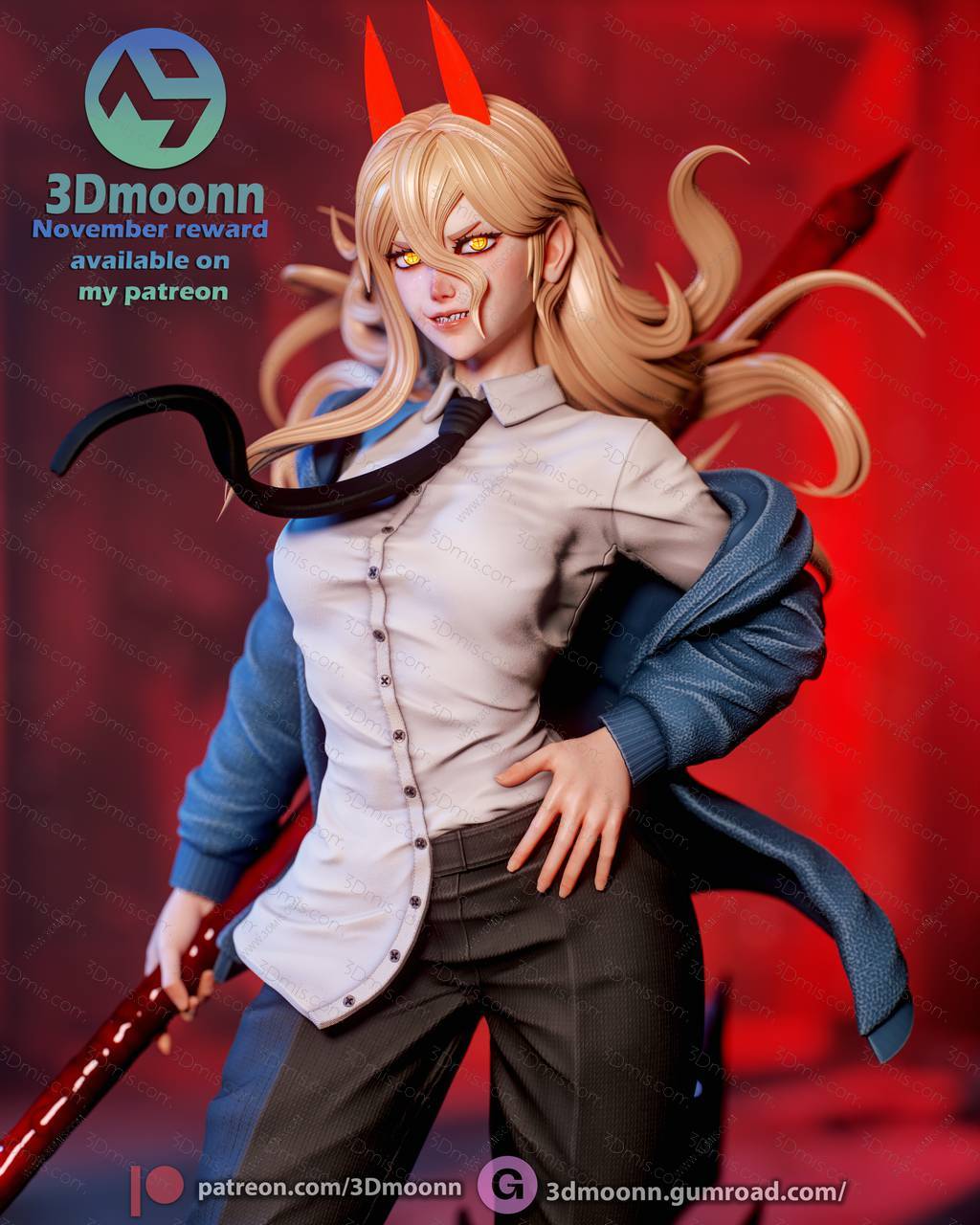 P站图纸印象馆 3Dmoonn 电锯人 帕瓦 3Dmoonn 电锯人 帕瓦