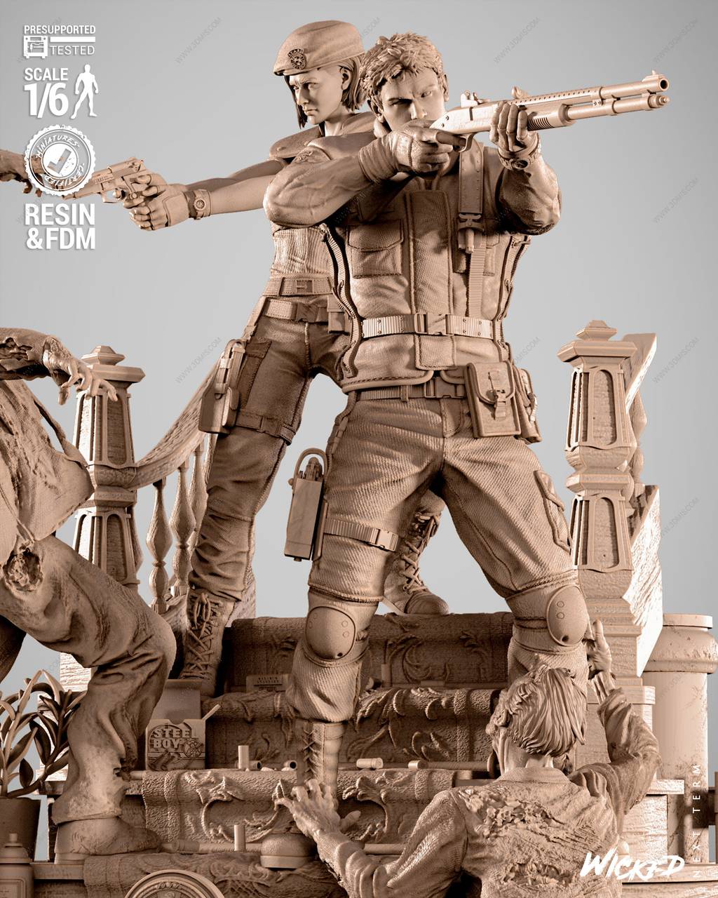 P站图纸印象馆 3DWicked 生化危机 吉尔·瓦伦蒂安和克里斯·雷德菲尔德 3DWicked 生化危机 吉尔·瓦伦蒂安和克里斯·雷德菲尔德