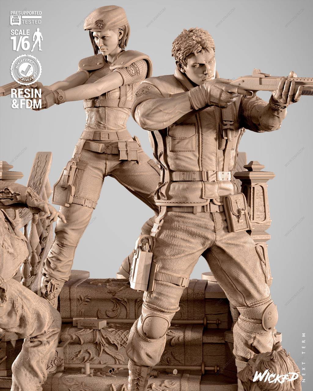 P站图纸印象馆 3DWicked 生化危机 吉尔·瓦伦蒂安和克里斯·雷德菲尔德 3DWicked 生化危机 吉尔·瓦伦蒂安和克里斯·雷德菲尔德