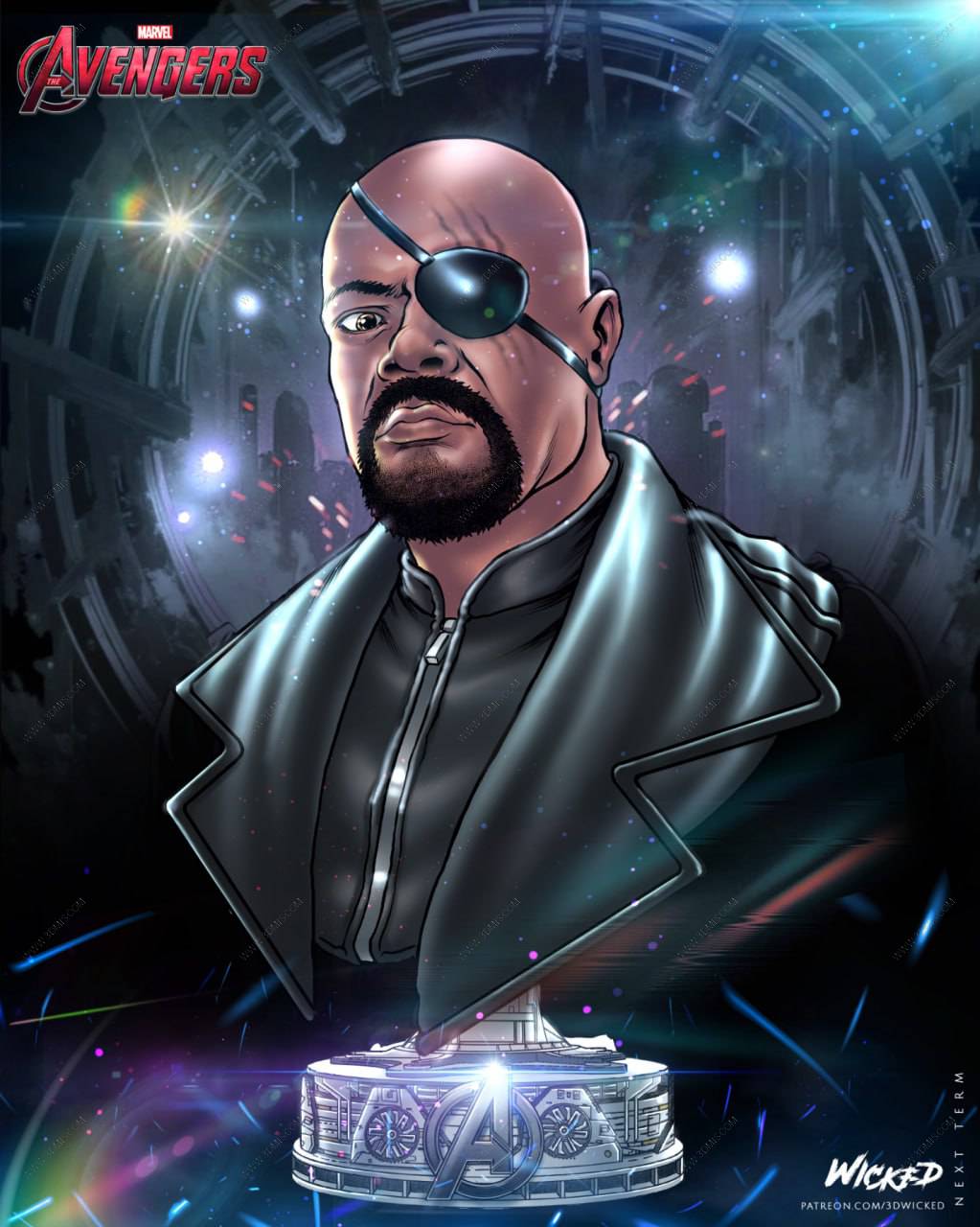 P站图纸印象馆 3DWicked 漫威 弗瑞中士 尼克·弗瑞 3DWicked 漫威 弗瑞中士 尼克·弗瑞