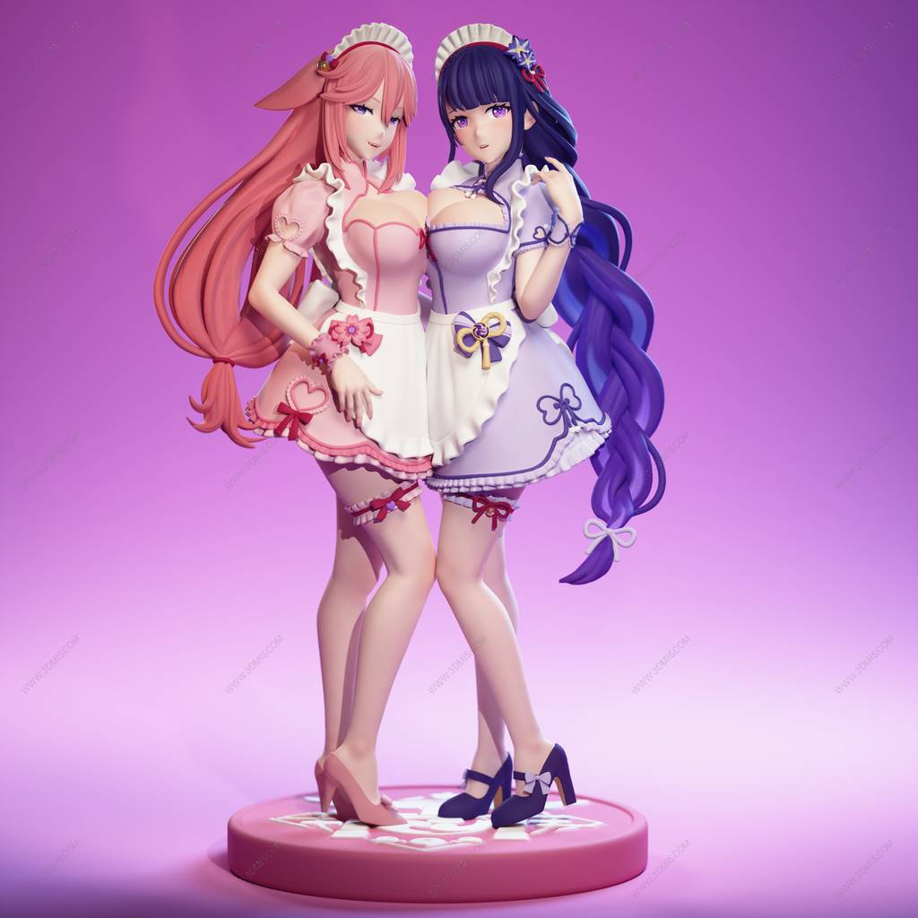 P站图纸印象馆 原神 雷电将军和八重神子 原神 雷电将军和八重神子