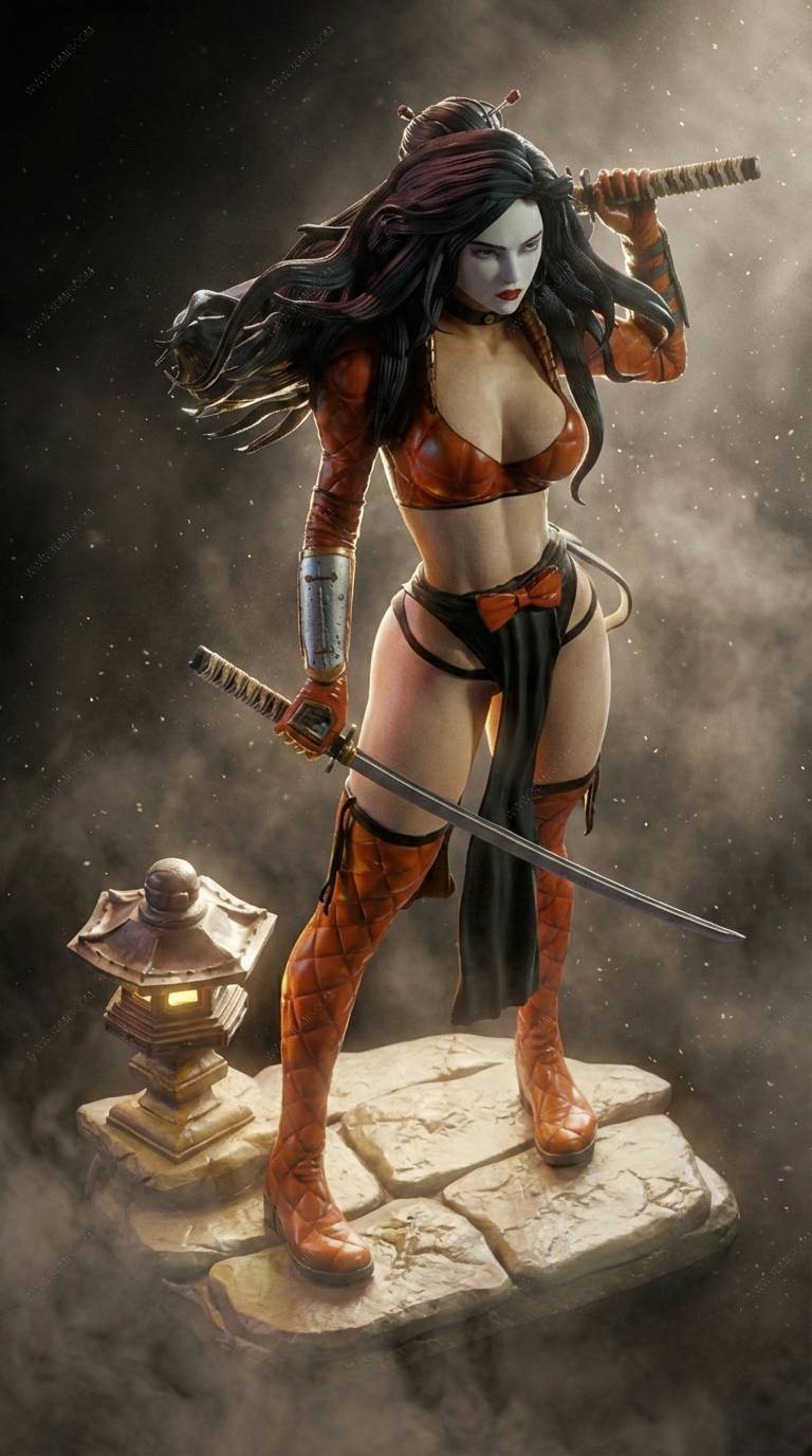 P站图纸印象馆 MCM3D 日本女武士 MCM3D 日本女武士