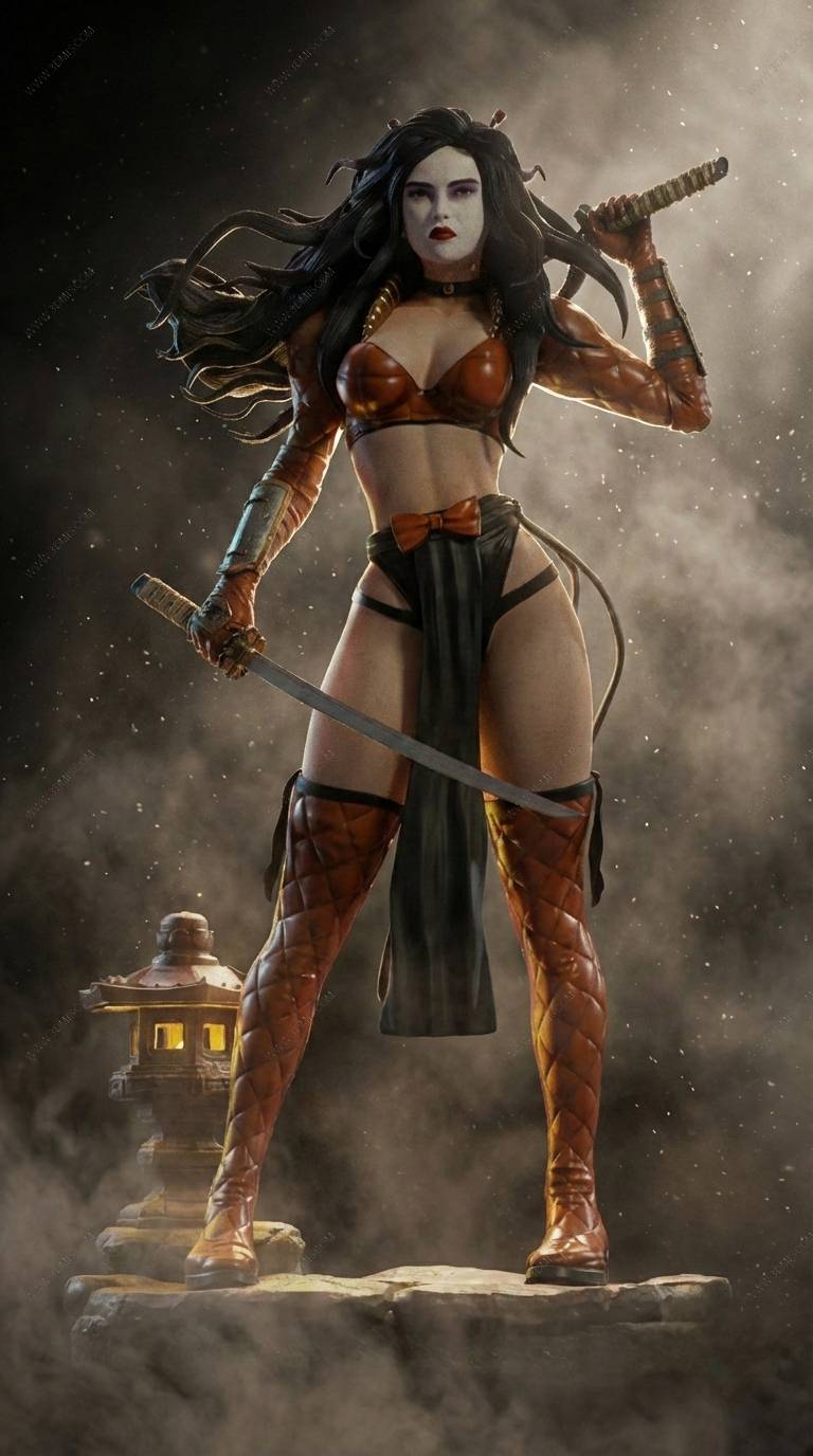 P站图纸印象馆 MCM3D 日本女武士 MCM3D 日本女武士