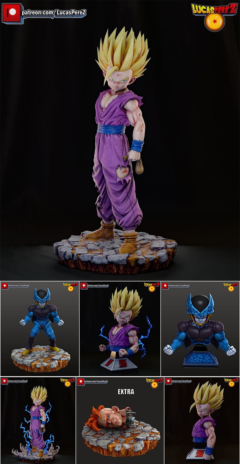P站图纸印象馆 Pack Gohan SSJ2 – 3D STL Print Model Pack Gohan SSJ2 – 3D STL Print Model