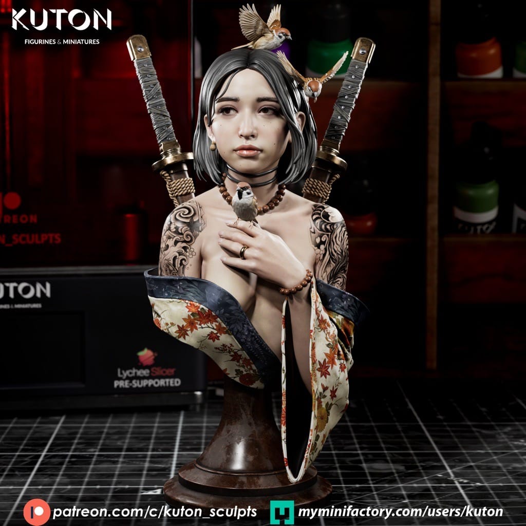 P站图纸印象馆 Kuton 日本女武士 莲花 Kuton 日本女武士 莲花